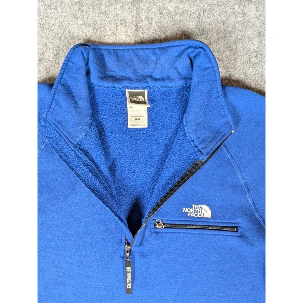 The North Face Mens Blue Quarter Zip TKA Wick Fleece Pullover Made in USA M-M